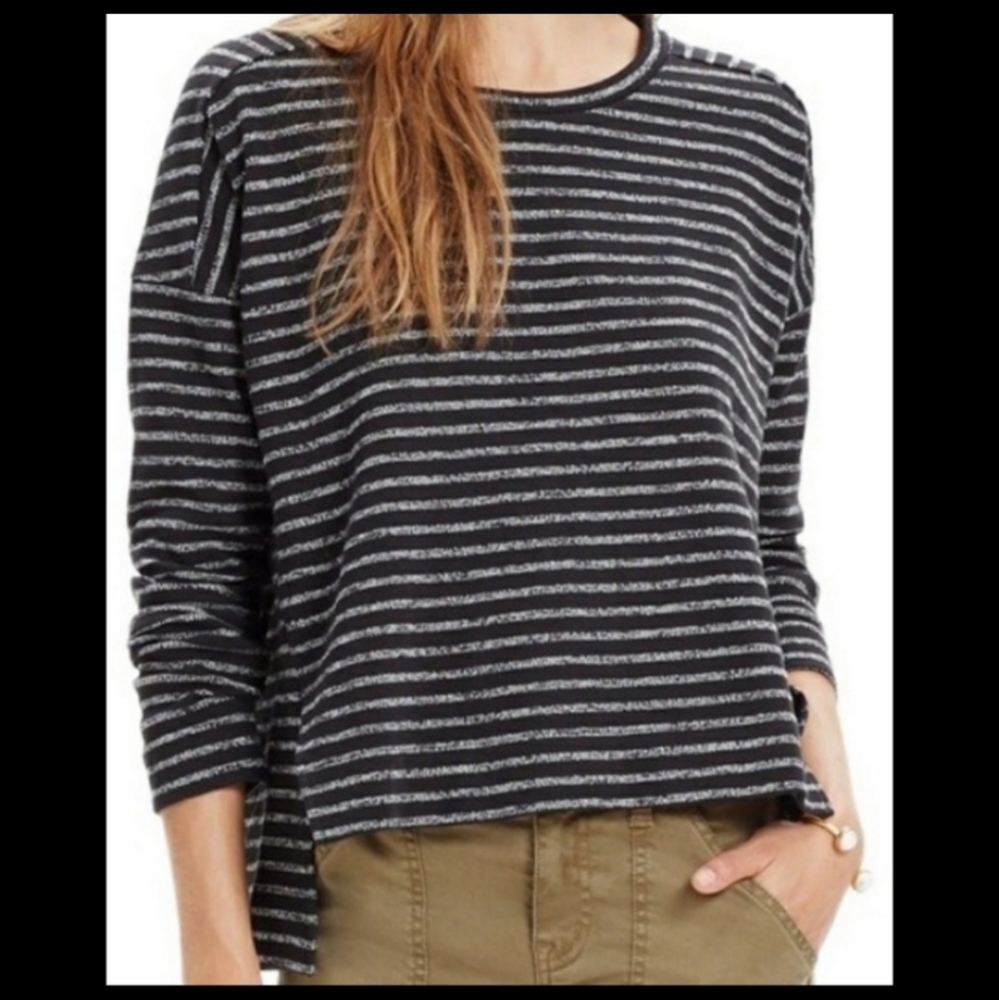 MADEWELL Marled striped high low sweater